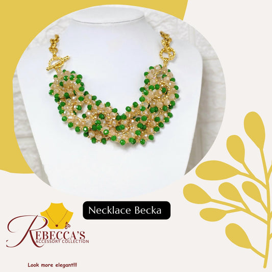 Necklace Becka - Handmade Crytals & Mostacilla Statement Necklace