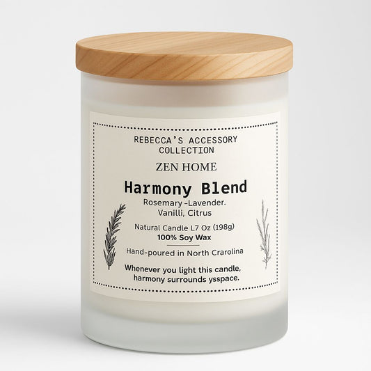 Harmony Blend - Rosemary, Lavender, Vanilla & Citrus Soy Candle.