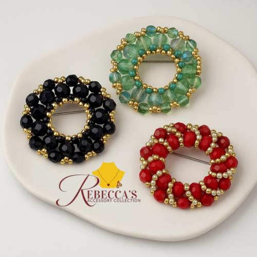 Handmade Crystal Beaded Brooch – Set of 3